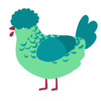 A spring and teal chicken with a half-lace pattern