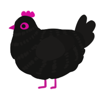 A black and sable chicken with a bar pattern