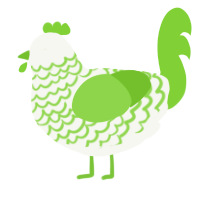 A white and grass chicken with a lace pattern