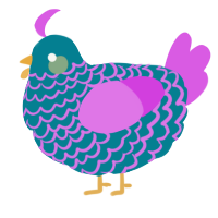 A sea and orchid chicken with a lace pattern