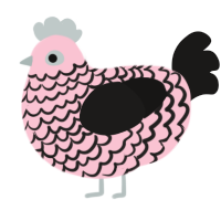 A rose and sable chicken with a lace pattern