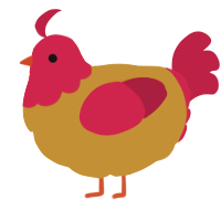 A gold and crimson chicken with a head pattern