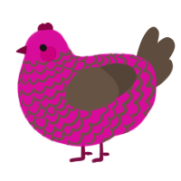 A fuchsia and bark chicken with a lace pattern