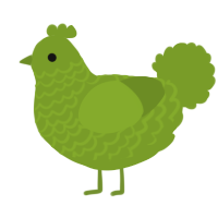 A chartreuse chicken with a lace pattern