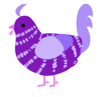 A violet and lilac chicken with a bar pattern