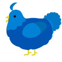 A ultramarine and sapphire chicken with a head pattern