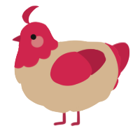 A beige and crimson chicken with a head pattern