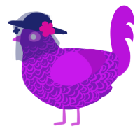 A violet and amethyst chicken with a double-lace pattern