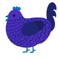 A indigo and navy chicken with a lace pattern