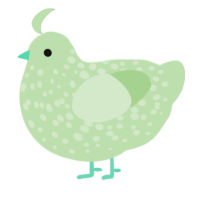 A gluppy chicken with a speckle pattern