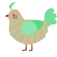 A beige and spring chicken with a bar pattern