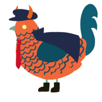 A turquoise and honey chicken with a lace pattern