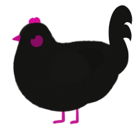 A black chicken with a lace pattern
