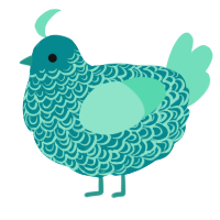 A teal and mint chicken with a double-lace pattern