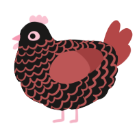 A sable and red chicken with a lace pattern