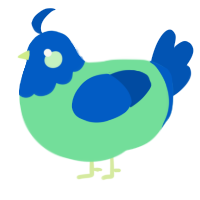 A spring and ultramarine chicken with a head pattern