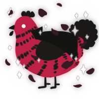 A crimson and sable chicken with a bar pattern