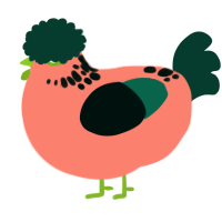A sea and rose chicken with a neck-speckle pattern