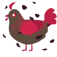 A bark and crimson chicken with a half-lace pattern