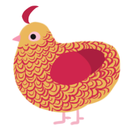 A honey and crimson chicken with a double-lace pattern