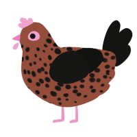 A russet and black chicken with a speckle pattern