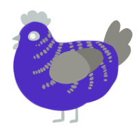 A indigo and ash chicken with a half-bar pattern