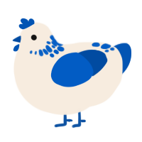 A cream and ultramarine chicken with a neck-speckle pattern