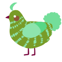 A chartreuse and spring chicken with a bar pattern