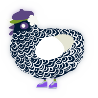 A tumblr and white chicken with a double-lace pattern