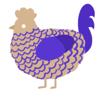 A beige and indigo chicken with a lace pattern