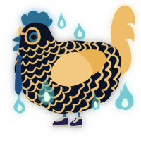 A tumblr and honey chicken with a lace pattern