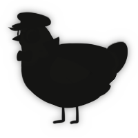 A black chicken with a head pattern