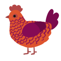 A vermilion and wine chicken with a lace pattern