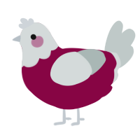 A maroon and silver chicken with a head pattern