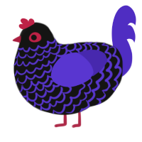 blacklight, a black and indigo chicken with a lace pattern