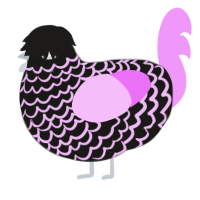 A sable and lavender chicken with a lace pattern