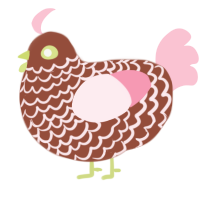 A russet and rose chicken with a lace pattern