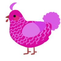 A fuchsia and orchid chicken with a lace pattern