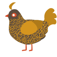 A bark and ochre chicken with a double-lace pattern