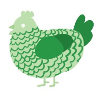 A gluppy and viridian chicken with a lace pattern