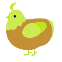 A gold and lime chicken with a head pattern
