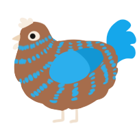 A brown and sky chicken with a bar pattern