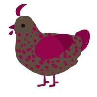 A bark and maroon chicken with a speckle pattern