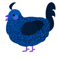 A ultramarine and tumblr chicken with a double-lace pattern