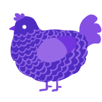 A indigo and blurple chicken with a lace pattern