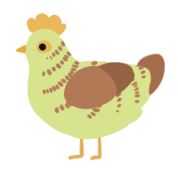A lemon and brown chicken with a half-bar pattern