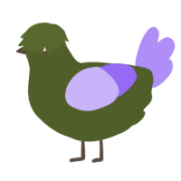 Mortimer, a olive and lilac chicken