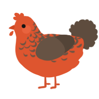 A vermilion and bark chicken with a half-lace pattern