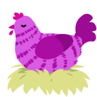 A orchid and plum chicken with a bar pattern