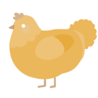 A honey chicken with a head pattern